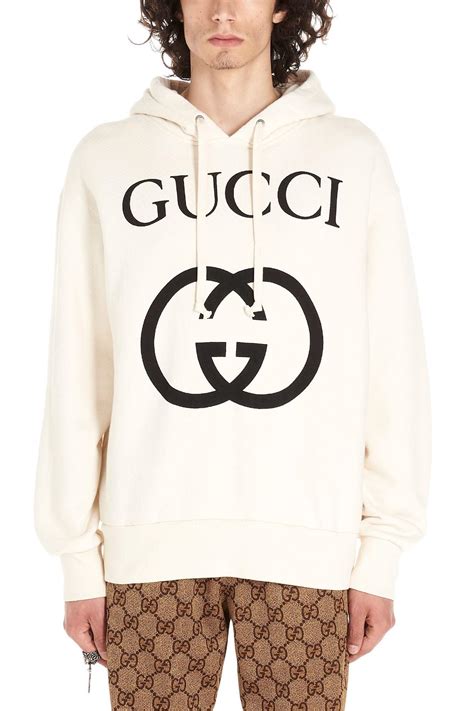 gucci hoodie white interlockin|Gucci hoodie for men.